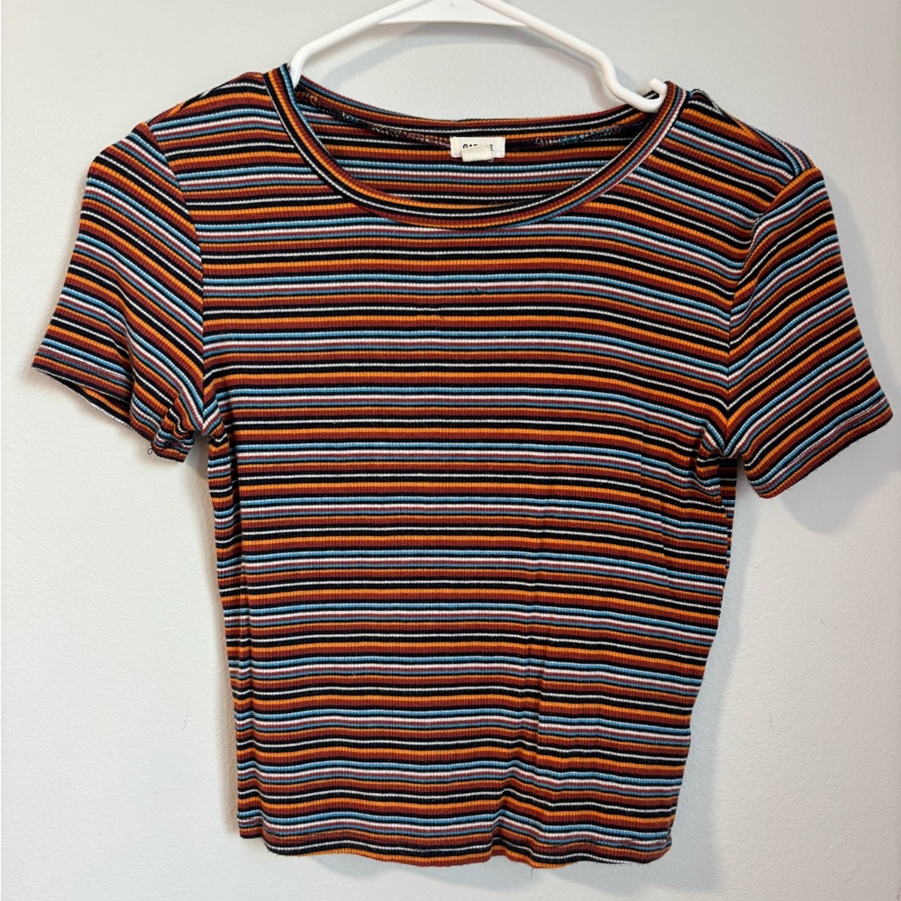 Garage Multicolored Striped Crop Top